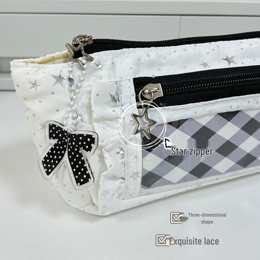 Mint Lace Pencil Case & Cosmetic Bag - Large Capacity, High Style, Ideal for Students