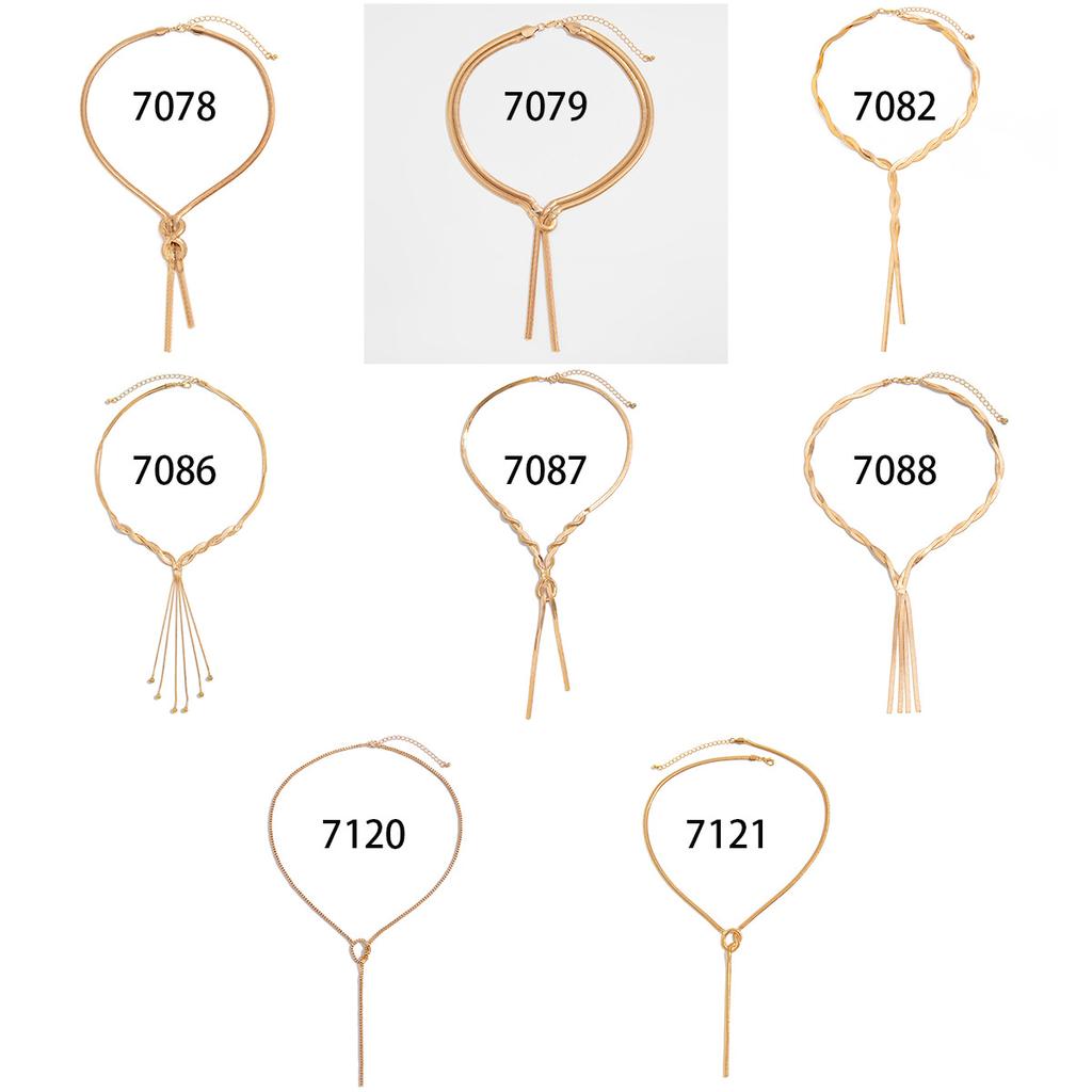 Hip-Hop Style Woven Snake Bone Chain Necklace Female, Cold Wind Metal Knotted Chain Collarbone Necklace