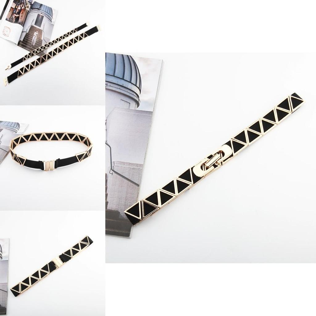 Fashion Metal Triangle Splicing Design Women Slim Waist Belt For Versatile Dress Enhancement