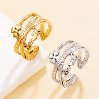 Chic Geometric Stainless Steel 'Lucky Smile' Ring - Valentine's Gift
