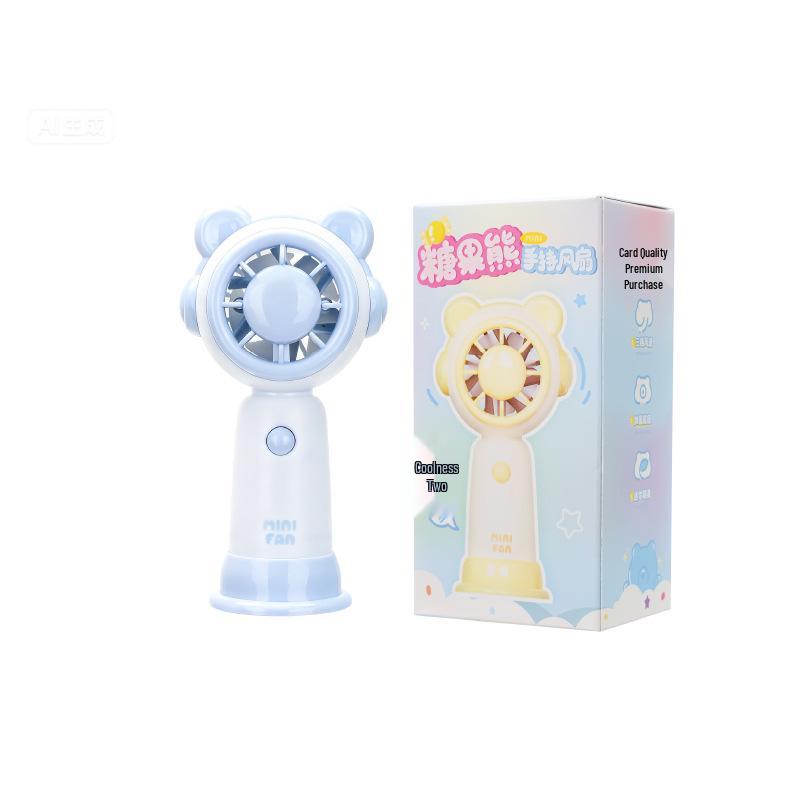 USB Rechargeable Mini Silent Cartoon Handheld Fan for Children - Portable Desktop Electric Toy Fan