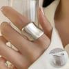 Elegant Frosted Matte Wide Band Open Ring for Women - S925 Silver Plated, Trendy INS Style