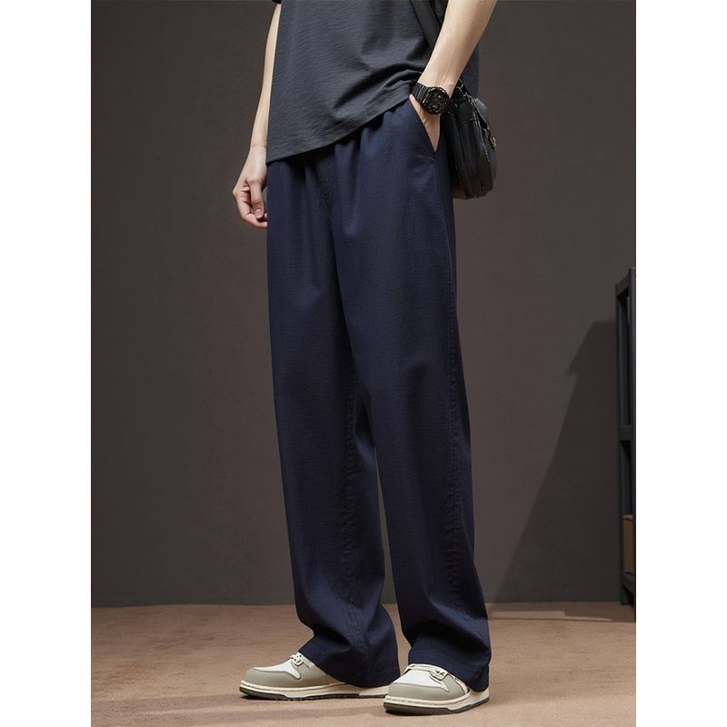 Old Money Style Linen Pants for Men, Summer Thin Loose Straight Cotton-Linen Trousers, Export Men's Clothing, Japanese Casual Long Pants