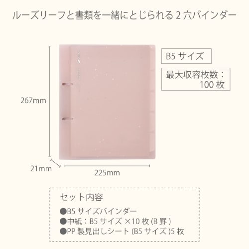 KOKUYO Loose Leaf Binder 2 Hole ME B5 Top Rose KME-TRBPP358MV