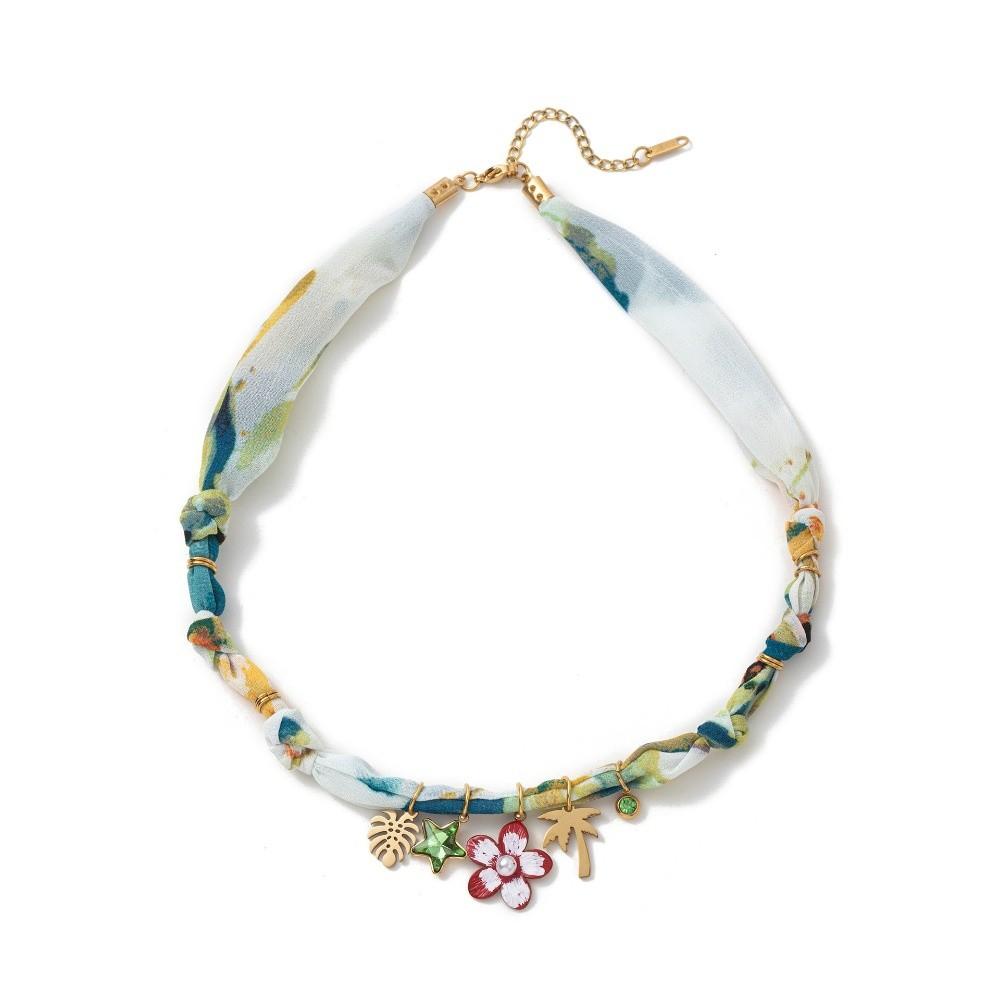 Love Heart Beach Ocean Series Necklace Flower Dopamine Necklace Vintage Cloth Chain Necklace  Male