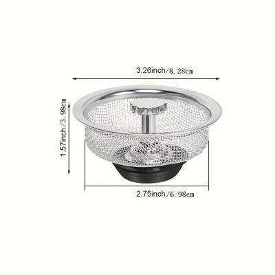 Sink Drain Strainer 2pcs-Stainless Steel Food Catcher,Kitchen Accessories With Handle and Plug,Sink Drain Filter,For Most Sinks