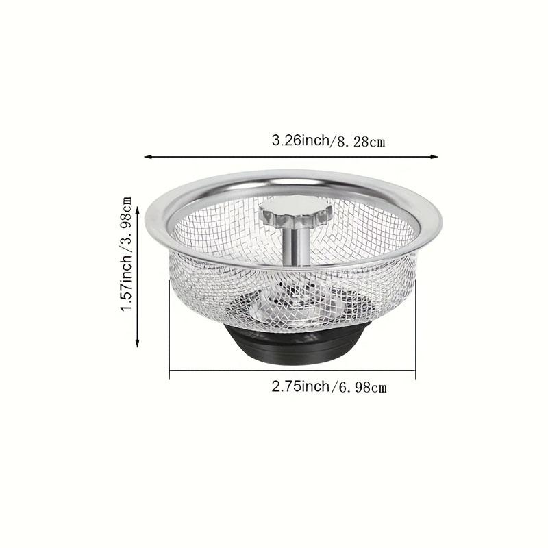 Sink Drain Filter 1-2pcs Kitchen Accessories With Handle and Plug Stainless Steel Food Catcher For Most Sink Drains Strainer
