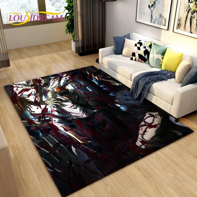 3D Chainsaw Man Anime Denji Cartoon Area Rug,Carpet Rug for Living Room Bedroom Sofa Doormat Decoration, Kids Non-slip Floor Mat