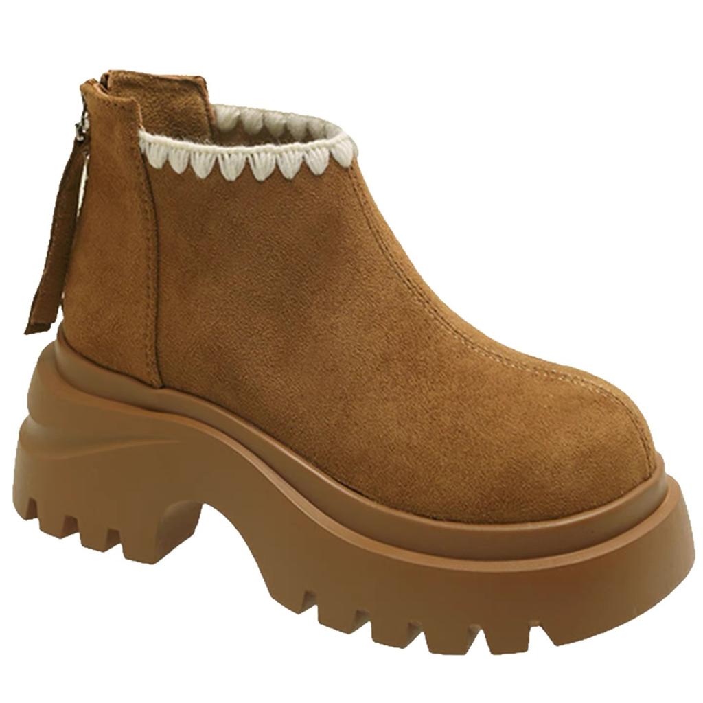 Comfortable soft leather retro platform short boots women's 2025 autumn and winter British style small man height and thinness Martin boots