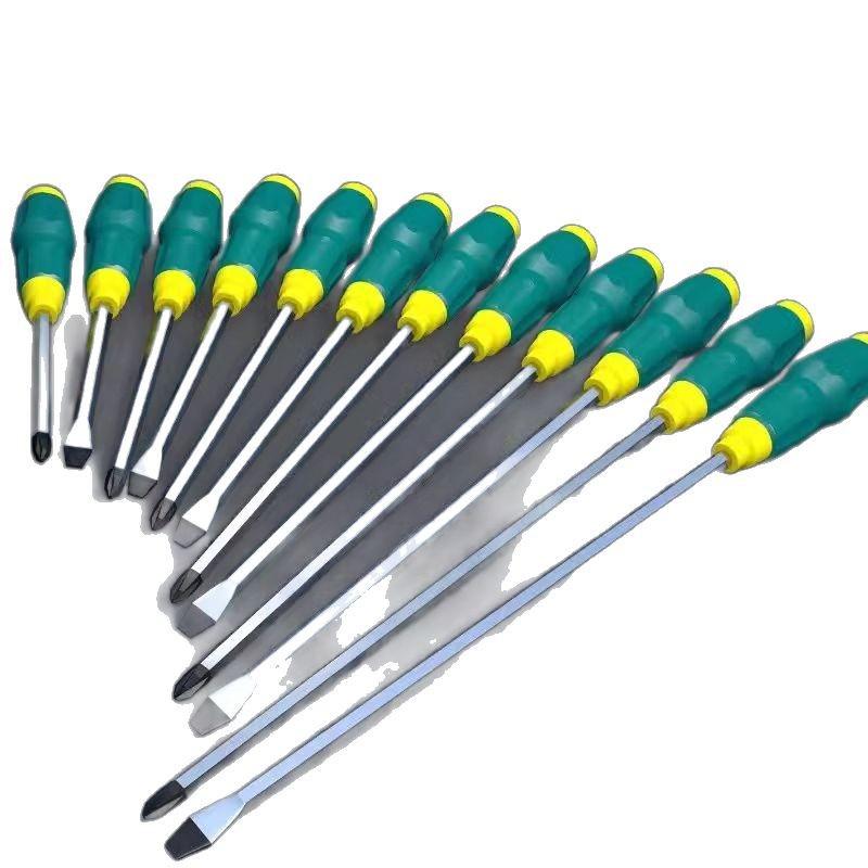 Industrial-Grade Extra Long Magnetic Screwdriver with Hollow, Hammerable Handle - Super Hard Phillips & Slotted Bits