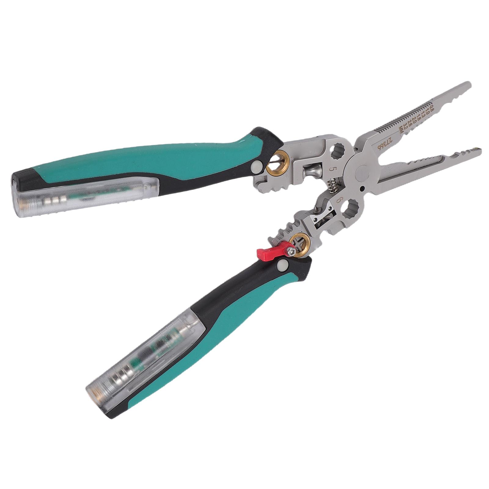 

23 in 1 Wire Stripper with Detachable Electrical Tester Winding Cable Cutting Crimping Stripping Tool Pointed Nose Pliers