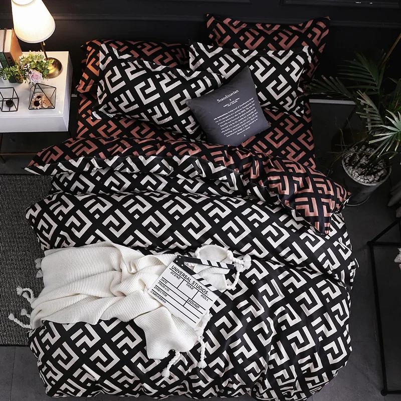 3pcs Couple Duvet Cover with Pillow Case Nordic Comforter Bedding Set Quilt Cover Queen/King Double or Single Bed