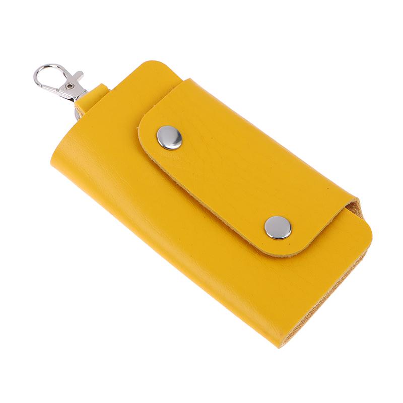 1Pc Portable Pu Leather Housekeeper Holders Car Key Holder Bag Case Unisex Wallet Cover Simple Solid Color Storage Bag