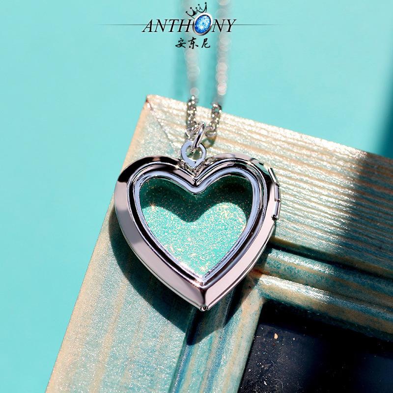 Meier Enamel cut out heart charms diy photo box floating locket necklace a327