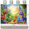Cute Cartoon Dino Tapestry, Rainbow Mountain & Jungle Wall Hanging, Bright Prehistoric Animal Wall Decor for Kids Room