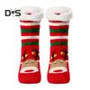 1 Pair Winter Floor Socks Thickened Fuzzy Plush Warmth Retention Christmas Print Leg Warmer Silicone Bottom Fall Winter Floor Socks Holiday Gift