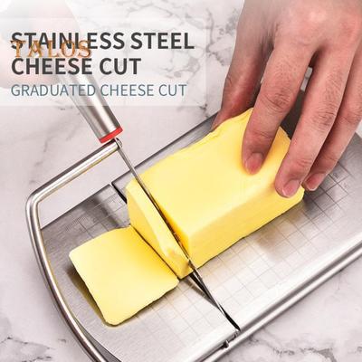 Stainless Steel Cheese Slicer Cutter Board for Block Cheese Butter Vegetables Precise Grid Lines Easy To Clean Kitchen Gadget