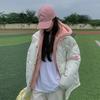Women's Long Sleeve Hooded Jacket Casual Loose Fit Fleece Lined Puffer Coat Winter Warm Cotton Outerwear
