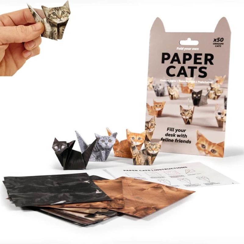 Diy Paper Cats Origami Fold Cute Cat Dog Dinosaur Figures Animal Papers Sculpture Decorative Papercraft Craft Set Diy Art Gif