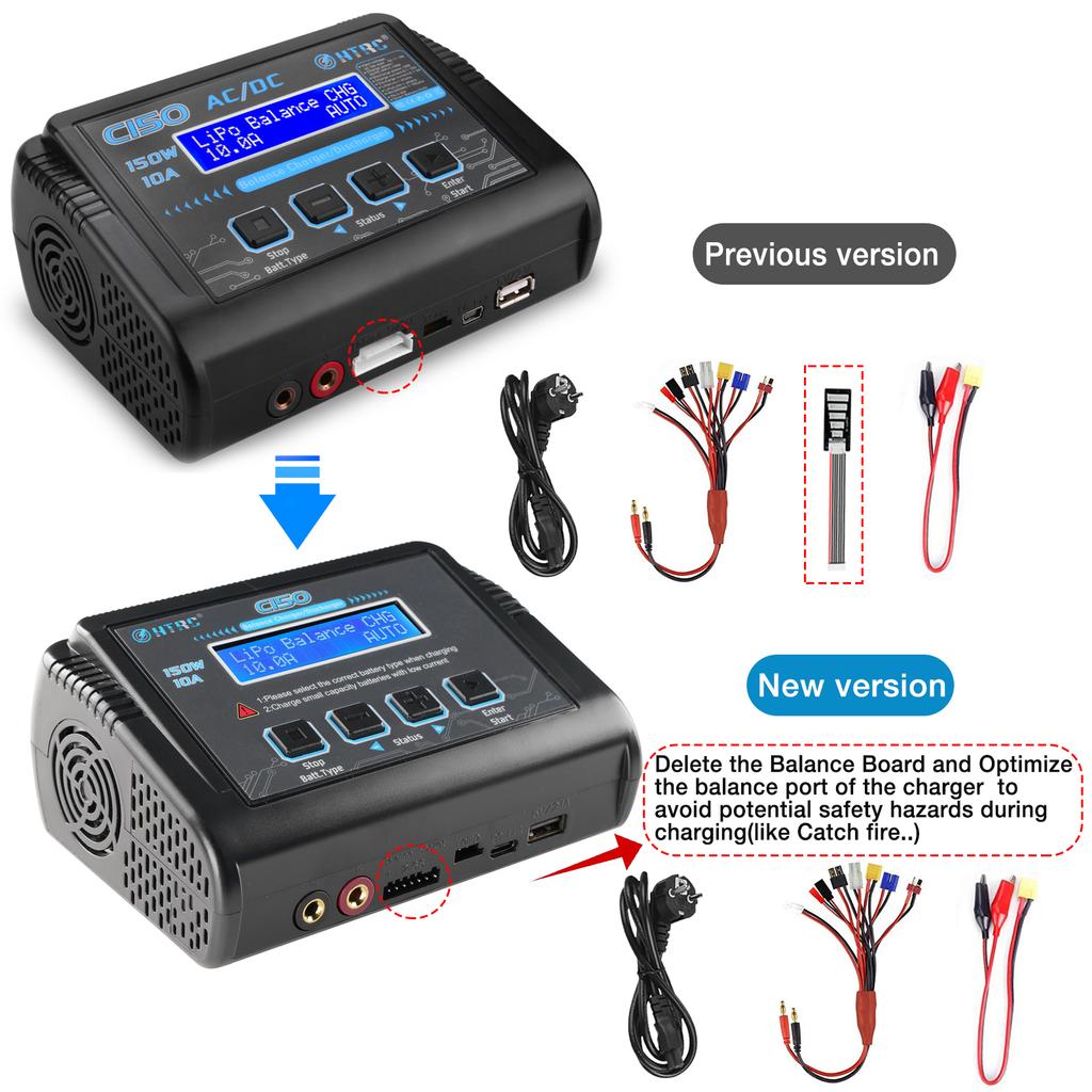Battery Charger C150 AC DC 150W 10A Discharger for LiPo LiHV LiFe Lilon NiCd NiMh Pb Batteries Lipo Charger Balance Charger