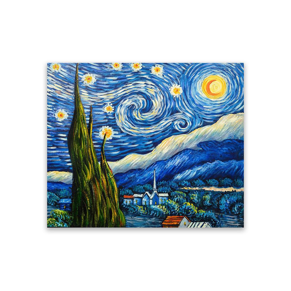 Van Gogh Starry Night Poster Van Gogh Starry Night Over the Rhone Print Van Gogh Sunflowers Reproduction Canvas Painting Decor 21X30CMNo Framed