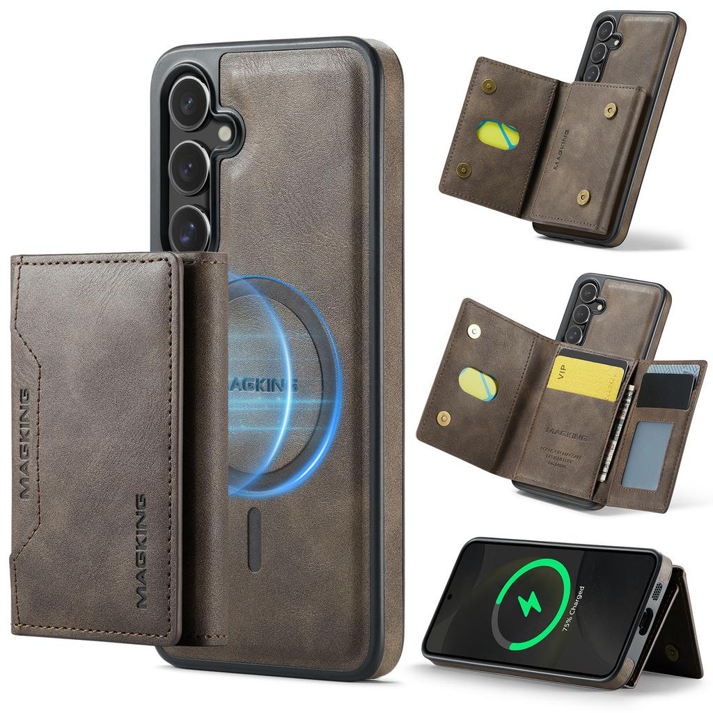 For Samsung Galaxy S25 Case Compatible with MagSafe PC+TPU+PU Phone Cover