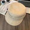 Korean Brown Equestrian Style Women's Flat Top Suede Cap - Face Slimming, Versatile for Spring and Autumn.