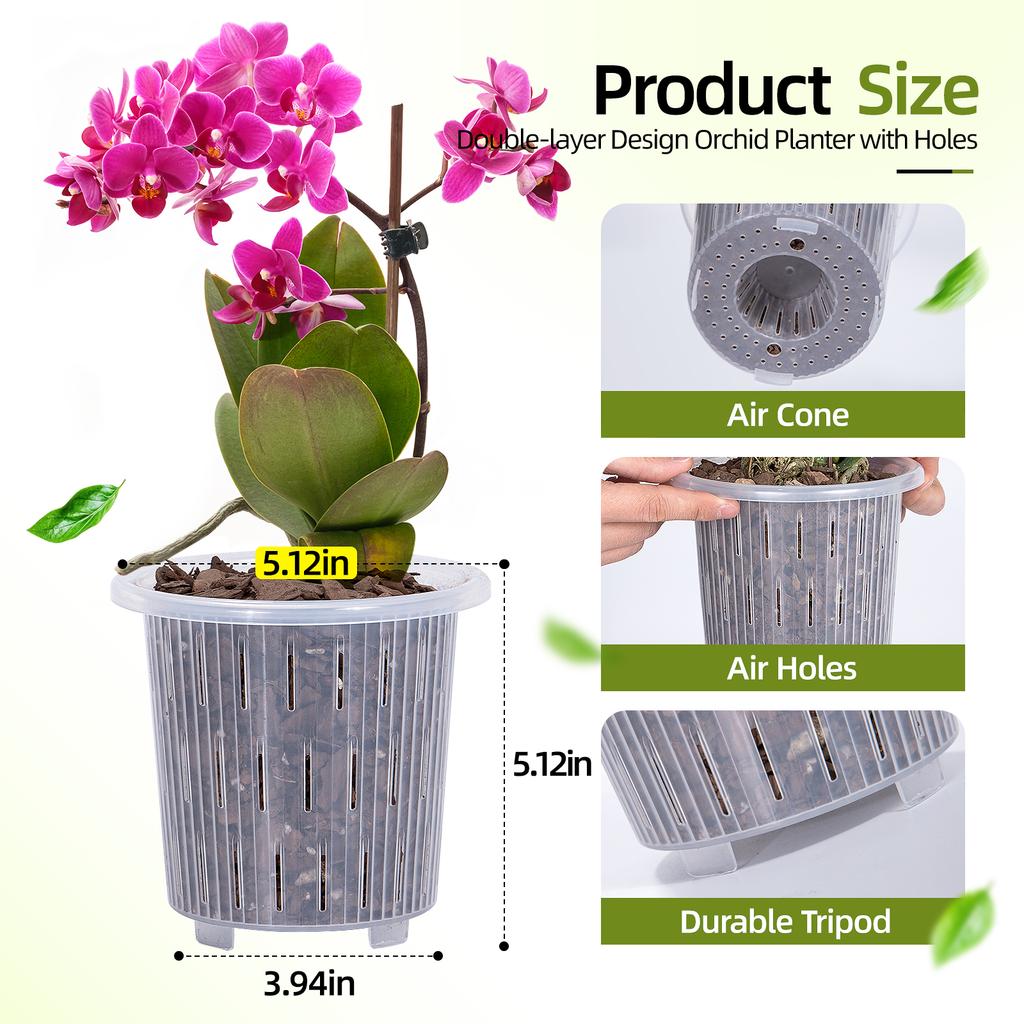 Meshpot Clear Plastic Orchid Pots For Flower Breathable Basin Orchid Planters Root Control Orchid Transparent Desktop Pot