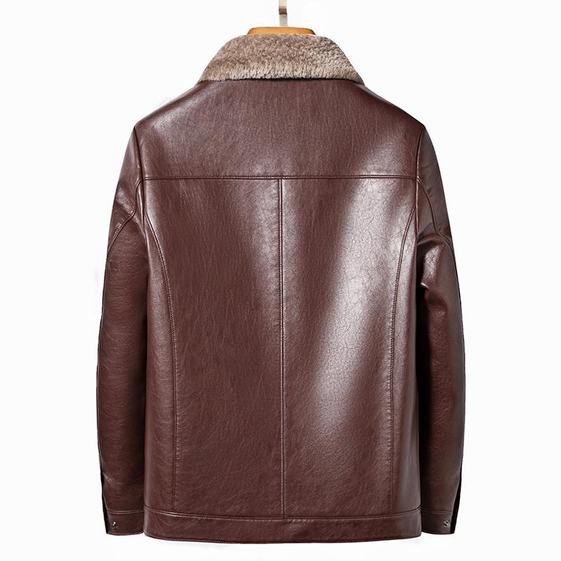 Herbst und Winter Herren Schaffell Ledermantel Plüsch verdicktes Fell One Herrenmantel Business Casual Jacke