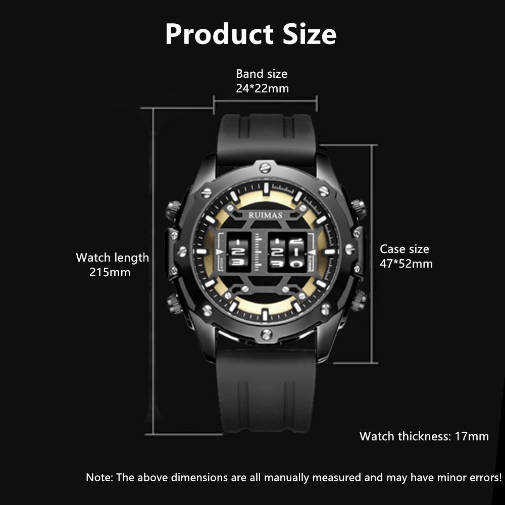 RUIMAS Fashion Mens Watches Roller Pointer Sports Quartz WristWatch Luxury Silicone Strap Waterproof Relogio Masculino 553