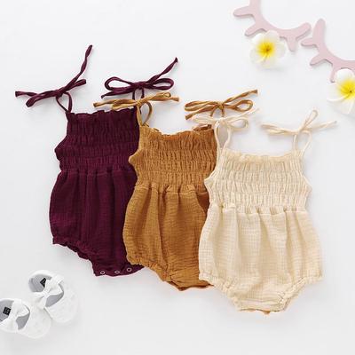 Ropa de bebé recién nacido, sin mangas, Color sólido, mono con tirantes, mono de una pieza, trajes de sol, ropa