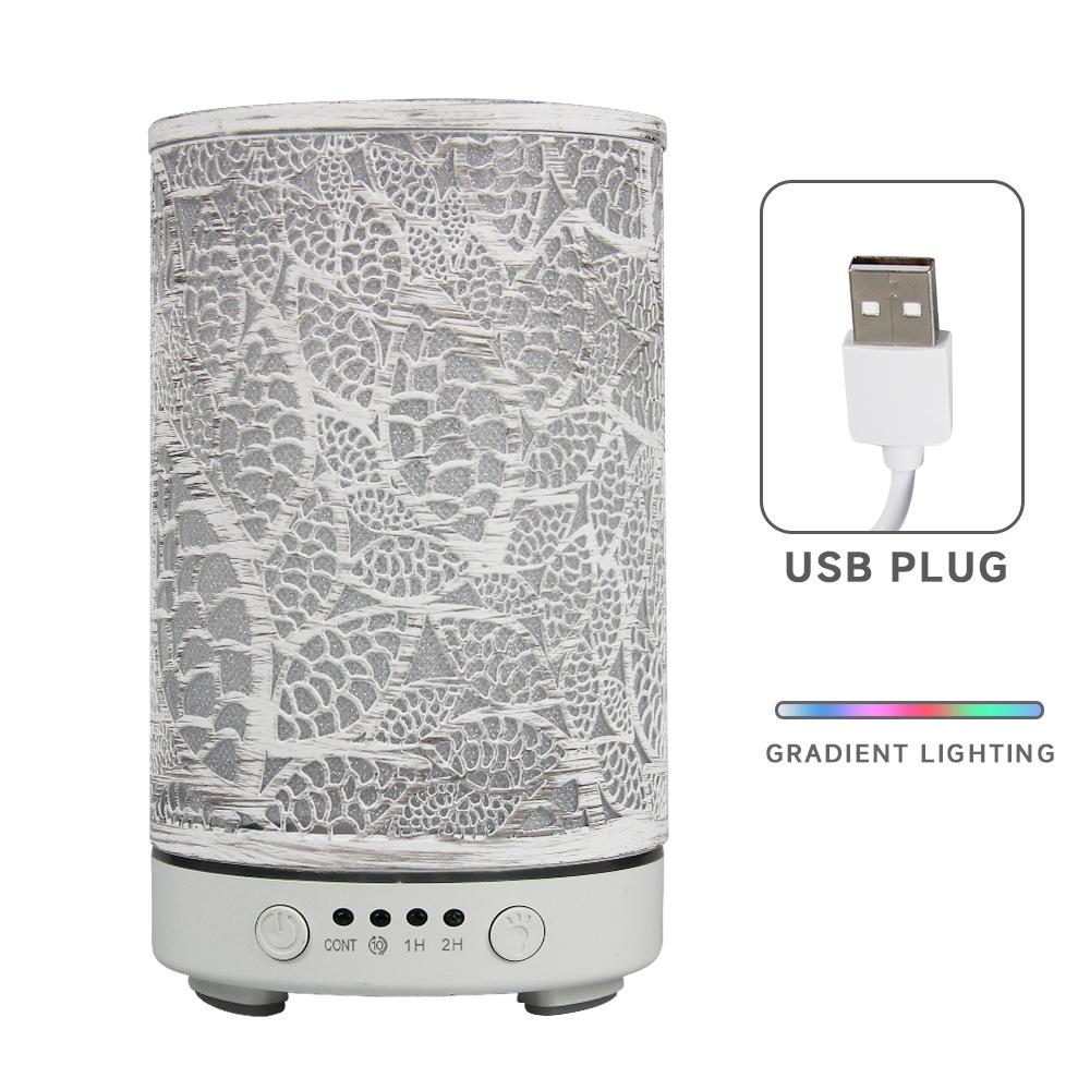 Decorative LED Night Light Timer Aroma Diffuser Hollow Leaves Ultrasonic Air Humidifier 7-color Atmosphere Lights for Bedroom