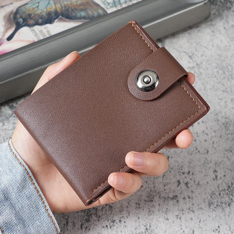 

Мужской повседневный короткий кошелек на пуговицах с несколькими отделениями для карт brown коричневый