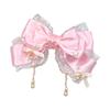 Grazioso fermaglio per capelli con nappe per bambini con fiocco e perle Accessorio portatile per feste e uso quotidiano