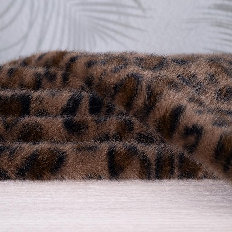 50x160cm Leopard Print Plush Synthetic Fur Fabric Performance Costume Faux Fur Clothing Carpet DIY Home Fabric