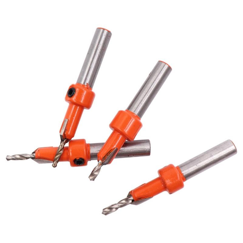 High Speed Steel Abrasion-resistant Woodworking Countersunk Bit-5 Pcs ( Blade Diameter 8mm) Chamfer Tool