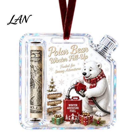 Christmas Money Holder Cash Gift Ornament, Acrylic for Cash, Holiday Funny Xmas Tree Hanging Decoration, Gifts Party Favors Reusable Ornament