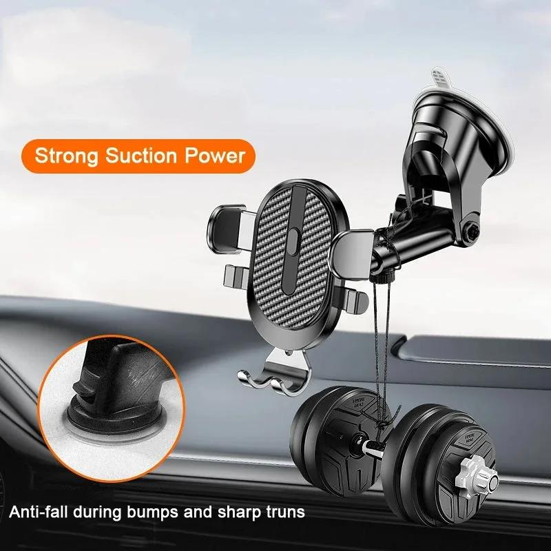 Car Phone Holder Suction Cup and Air Vent Dual-purpose Stand Auto Locking Universal Phone Holder with Hook Clip for Car Air Vent