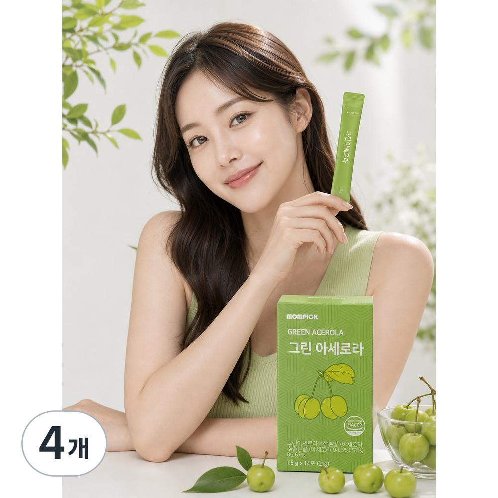 Mompick Green Acerola Vitamin C Powder 4 pcs (14 servings)