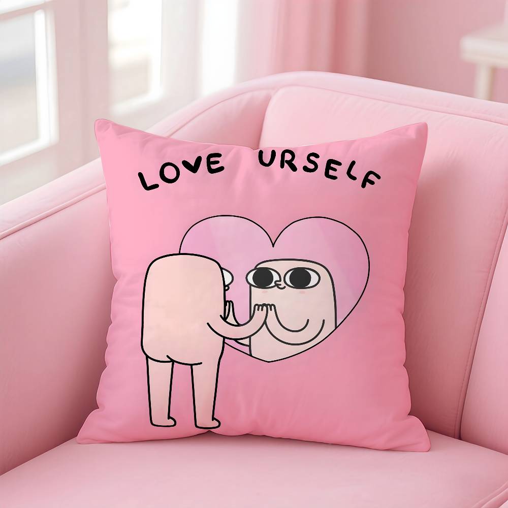 Kwaii Cute K-Ketnipzs The B-Bean Anime Pillow Case Anti-Dustmite Pillowcase Invisible Zipper Silky Short Plush Sofa Cushion Cove