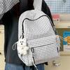 Schoolbag Retro Hong Kong Style Plaid Junior High School Female Students Lightweight College Style Schoolbag Female Lightweight Backpack Casual