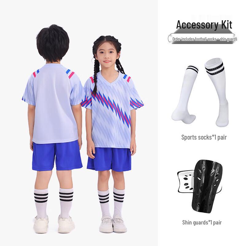 Kids' Short Sleeve Soccer Jersey Set with Socks & Shin Guards