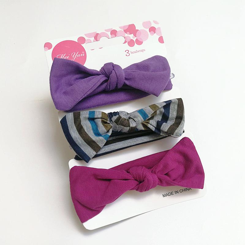 European & American Kids' Rabbit Ears Headband Set: 3-Piece Infant Bow Hair Accessories for Boys & Girls