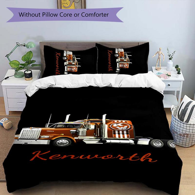 3pcs Kenworth LOGO Pattern Bedding Set Duvet Cover Set Includes Duvet Cover &pillowcases,perfect All Season Bedroom Decoration&gift