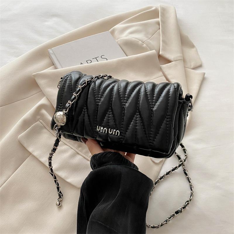 

Сумка-цепочка Lattice Bag Женская сумка Niche Design Summer Yankee Sense Сумка через плечо Текстура Маленькая квадратная сумка чёрный