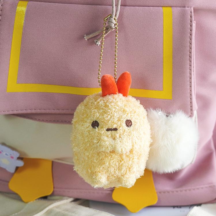 Cute Fried Shrimp Plush Keychain Cartoon Doll Bag Charm Girly Pendant Toy plush