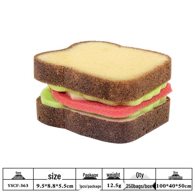 Cute Bread-Shaped Cartoon Dishwashing Sponge for Kitchen Cleaning and Decontamination