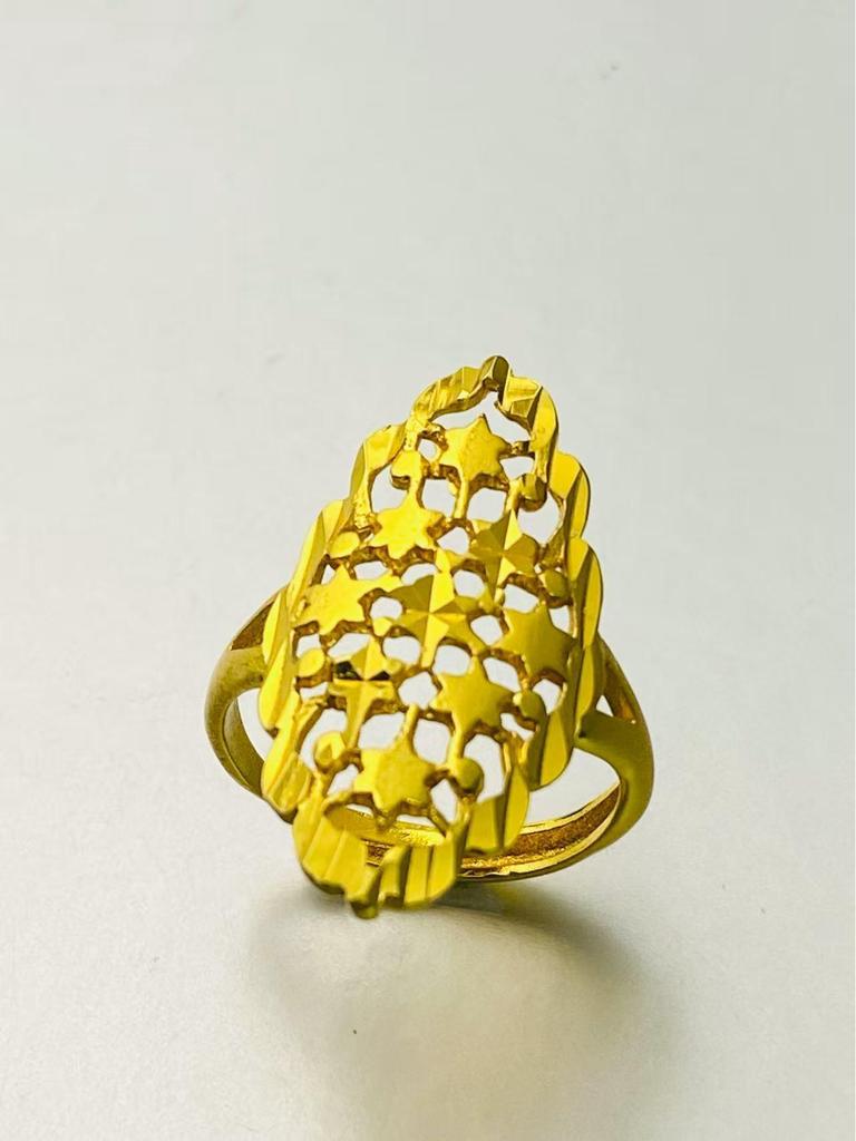 24K Gold Plated Adjustable Brass Ring - Personalized High-End Design