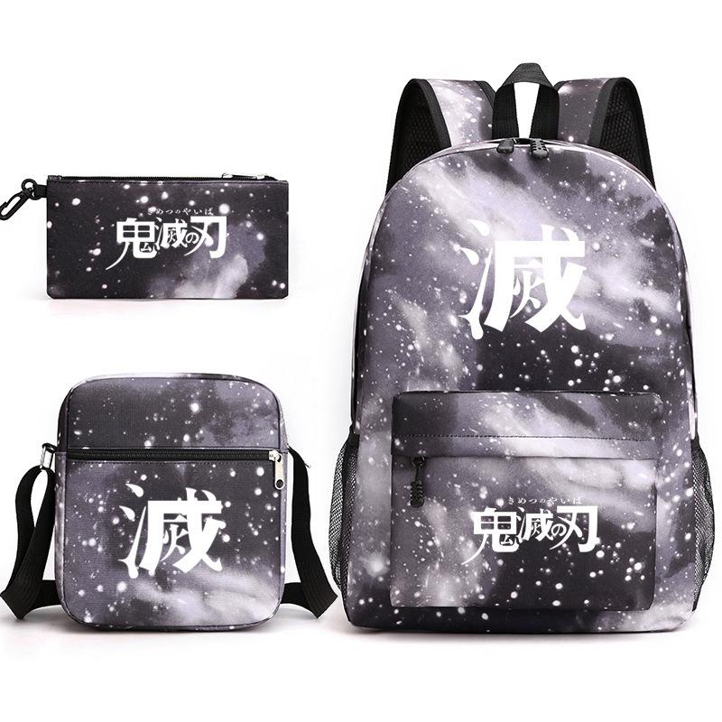 Anime Ghost Destroyer Blade Three-piece School Bag Small Shoulder Pencil Bag Primary and Secondary School Students Backpack