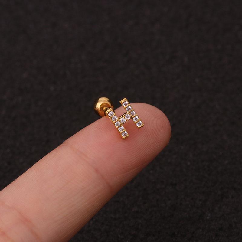Trendy 26 Letters Tragus Cartilage Earring Women Exquisite Tiny Initial Alphabet Name Helix Earring Piercing Jewelry Gift